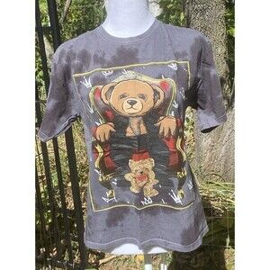 Bailey Apparel XL Black Gray Tie-Dye Teddy Bear Shirt VIBES Short Sleeve Cotton